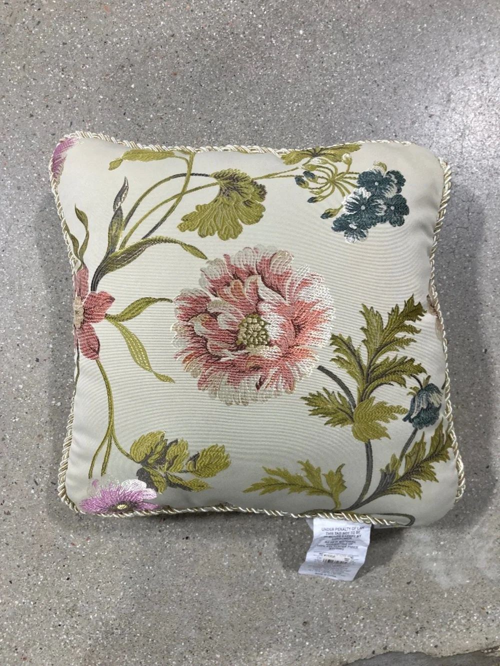 Croscill Daphne Pillow Square Embroidered Floral Pillow 17